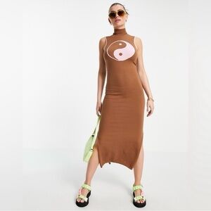 ASOS Annorlunda Yin‎ Yang Mockneck Midi Dress